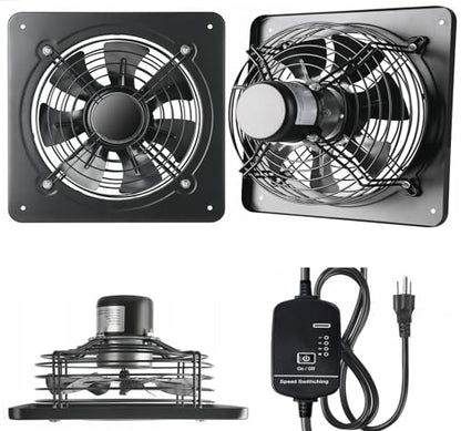 12 Inch Wall Window Exhaust Fan Wall Mounted Ventilation 720 CFM Basement Extractor Fan Industrial Fan for Home Garage Office Commercial Use (12 Inch+Speed Control)