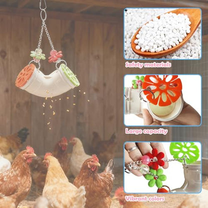 Chicken Enrichment Toys for Coop, Interactive Chicken Coop Toys - Hanging Tube Treat Dispenser | Slow Feeder for Chickens, Hens, Ducks, Parrots, Birds, Hamsters, Rabbits and Small Animals