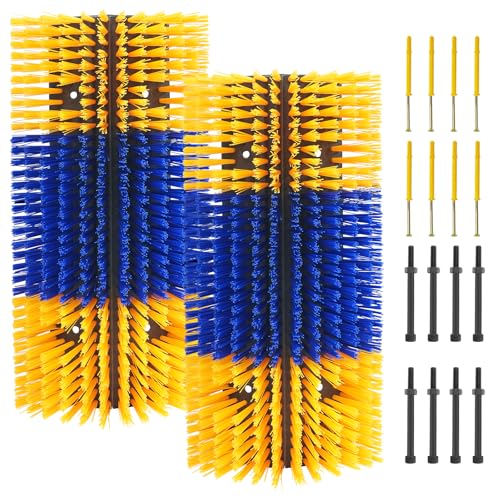 Large Size Livestock Scratching Brush Goat Scratcher Tool Full Massage Grooming Brushes with 8 Screws for Cow,Cattle,Cow,Sheep, Horses,Pigs - color: Yellow, size: 2pcs