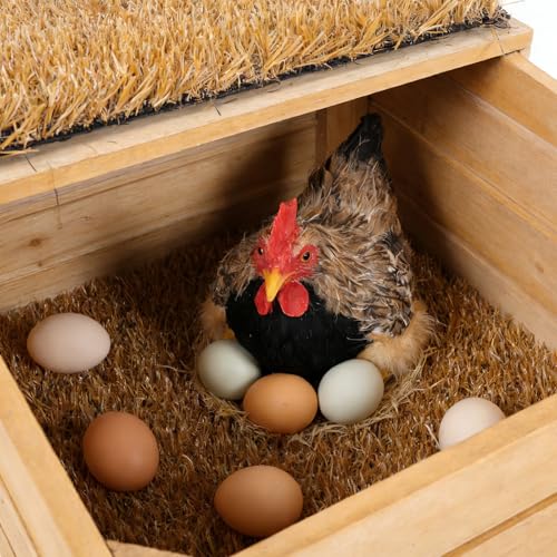 Levemolo 6pcs Chicken Coop Nesting Pads - Washable Grass Carpet Nest Mat for Laying Hens - Artificial Turf Bedding for Poultry House and Chicken Box Liners 12x11.8 Inch - color: Light Brown