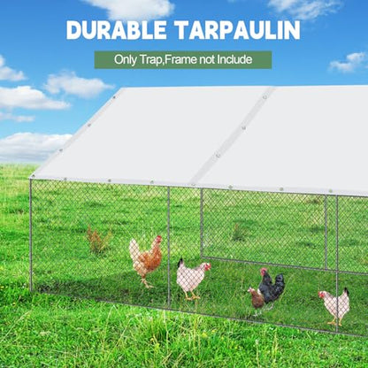 VitalCozy 1 Set Chicken Coop Cover Waterproof 11.5 x 6.6 ft Chicken Cover Coop Tarp with 25 Pcs Ball Bungees Cords, Accessories for Walk-in Run Pen, Outdoor, Yard - size: 16.7"L x 12.2"W x 2.8"H