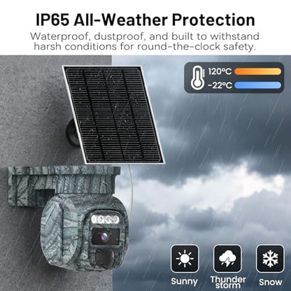 4G LTE Solar Cellular Security Camera Outdoor, Battery Power, No WiFi Wireless Camera with SIM Card Subscription Plan, 2 Way Talk, 355° View, 2K Vision, PIR Motion Sensor, Farm (Camouflage) - color: Camouflage