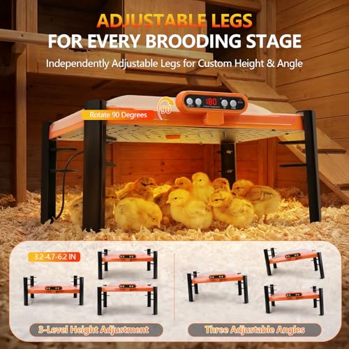 Smart Brooder Heat Plate with Temperature Display, 2-in-1 Chicken Coop Heater & Chick Brooder, 11 x 15 Chick Heat Plate for 20 Chicks, Memory Function and Overheat Protection for Safety