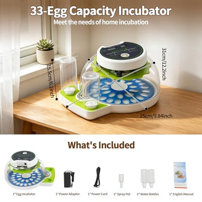 Quail Egg Incubator for Hatching 33 Quail Eggs with Automatic Turner & Humidity Control, Small Quails Brooder, Poultry Egg Incubator for Hatching Parrot Canarys Goose Pigeon in Home Farm - size: 33 Units