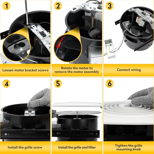 505 High Airflow Bathroom Fan for Ceiling – 8 Inch Fan with Powerful 200 CFM, Bathroom Exhaust Fan, Kitchen Exhaust Fan, Household Ventilation Fans