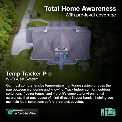 Temp Tracker Pro Wi-Fi Alert System: Bridge Gateway, 3 in/Out Temp. and Humidity, a Temperature Probe with Ambient Temp. and Humidity, Interior Temp. and Humidity Display with Comfort Meter - size: Super
