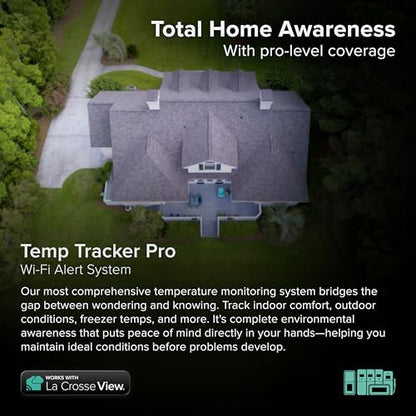 Temp Tracker Pro Wi-Fi Alert System: Bridge Gateway, 3 in/Out Temp. and Humidity, a Temperature Probe with Ambient Temp. and Humidity, Interior Temp. and Humidity Display with Comfort Meter - size: Super
