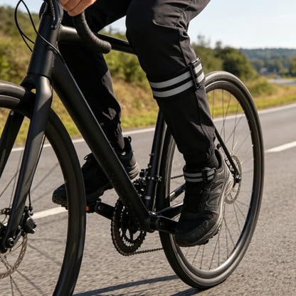 1 Set High Reflective Pant Cuff Clips with Leg Bands - High Reflective Pant Leg Strap for Biking - Cycling Trouser Cuff Clips for Night Riding Safety