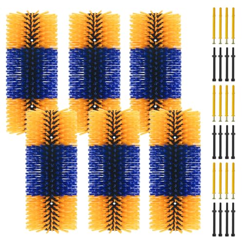 6pcs Livestock Scratching Brush Goat Scratcher Brush Full Massage Grooming Tool with 24 Screws for Cow,Cattle,Cow,Sheep, Horses,Pigs - color: Yellow, size: 6pack