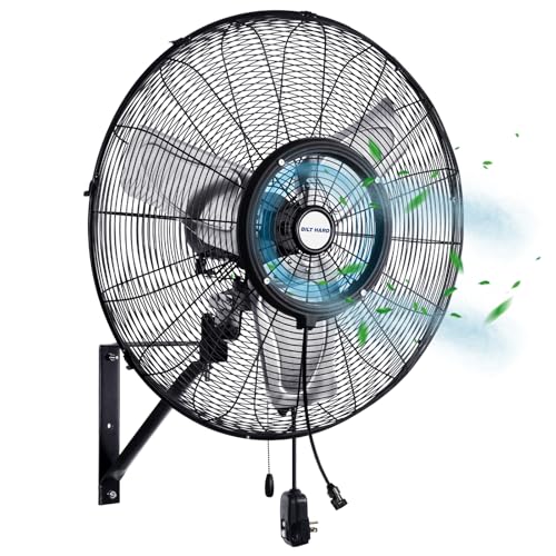BILT HARD 24" Outdoor Misting Wall Fan, 3-Speed Patio Fans for Outside, 80°Oscillation, Waterproof, Industrial Wall Mount Fan for Outdoor- UL Listed - size: 24 inch Wall Fan