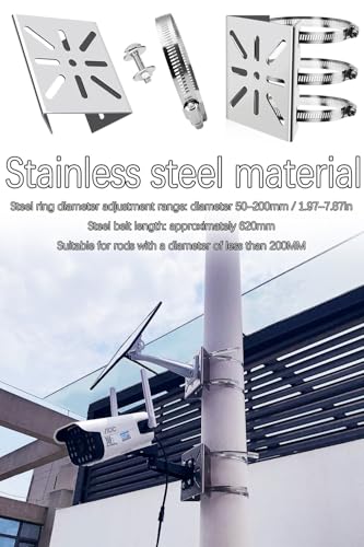 Stainless Steel Surveillance Camera Mounting Bracket, Pole Bracket, Camera Housing Bracket, No Drilling Required, Adjustable, Easy Installation, Surveillance Camera, Cylindrical Bracket (304-1) - color: 304-1