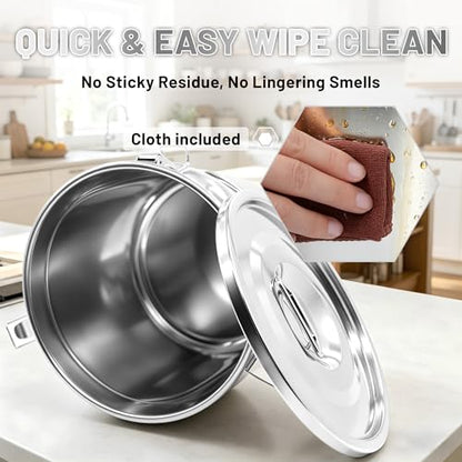 304 Stainless Steel Airtight Food Storage Containers 3.17gal/12L with Locking Lids & Clips Large Kitchen Jar for Rice, Flour, Sugar, Grain, Coffee Beans - size: 12L
