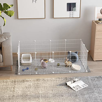 C&AHOME Pet Playpen, Small Animals Supplies, 12 Panels Exercise Playpens Cage, C Grids Portable Yard Fence Indoor, Ideal for Guinea Pigs, Puppy Pet Products, DIY Metal Playpens, 12" × 15" White - color: White, style: 12 Panels