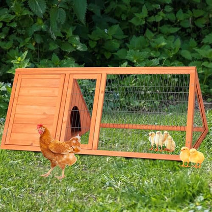 Wooden Chicken Coop, Quail Cage,Small Rabbit Hutch Cage Hybrid - A-Frame Design with Water-Resistant Slanted Roof &Ventilated Wire Run - TenaoVilleux (Natural Wood) - color: Natural Wood