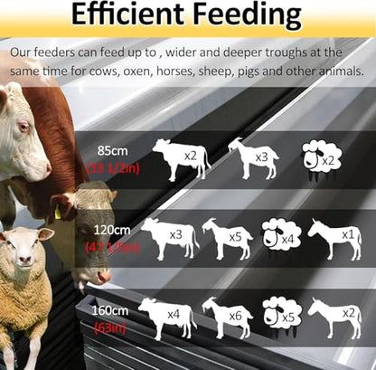 Large Capacity Animal Feed Trough Weatherproof, Stainless Steel Dogs Goats Cows Horse Watering Trough, Portable Poultry Pasture Feeders Outdoor Farms(L 85cm(33 1/2") x W 60cm(23 3/5")) - size: L 85cm(33 1/2") x W 60cm(23 3/5")