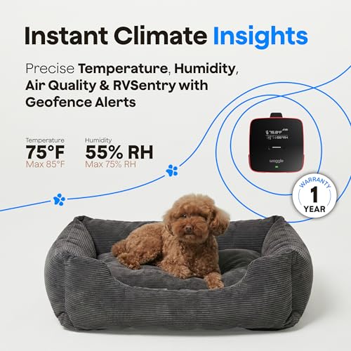Waggle RV Pet Temperature Monitor with GPS & AQI - 4G Cellular, No WiFi Required - Real-Time App, SMS & Email Power Outage Alerts - Home, Car, RV & Vacation Safety - Subscription Required - style: Pro+Air (Subscription Required)