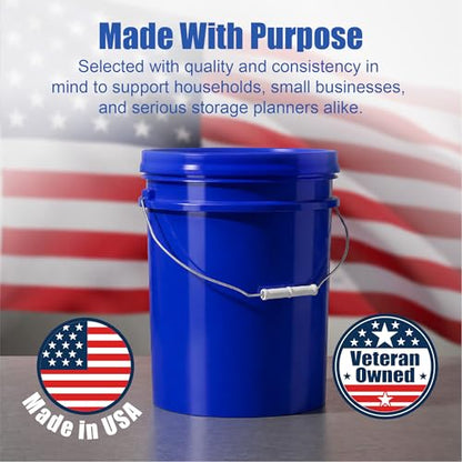 ePackageSupply 5 Gallon Bucket - Food Grade Bucket with Airtight Gamma Seal Screw-On Lid, BPA-Free, Heavy-Duty 90 Mil HDPE Plastic, Bulk Storage, Durable Container, Made in USA, Blue/Blue, 3 Packs - color: Blue/Blue, size: 3 Packs