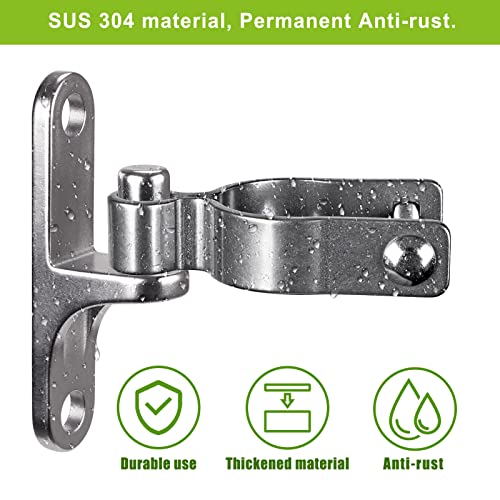 Insaga 2Pack Heavy Duty Wall Mount Gate Hinges, 304 Stainless Steel Chain Link Fence Gate Hinges for Farm, 2-3/8" Pipe Gate Hinge with 5/8" Pin, T-Post Gate Hinge Kit for Wooden & Metal Fence - size: 2-3/8''-2Pack
