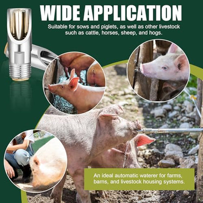 20 Pack Pig Water Nipple, 1/2" NPT Stainless Steel Automatic Pig Nipple Waterer, Pig Water Feeder, Pig Waterer for Sows Piglets Drinking, Nipple Drinker