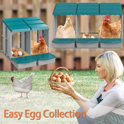 Nesting Boxes for Chickens, Chicken Nesting Boxes with Egg Collection & Perch for Easy Picking Protecting Eggs, Nesting Boxes for Laying Eggs with 8 Compartments - size: 8 Compartments