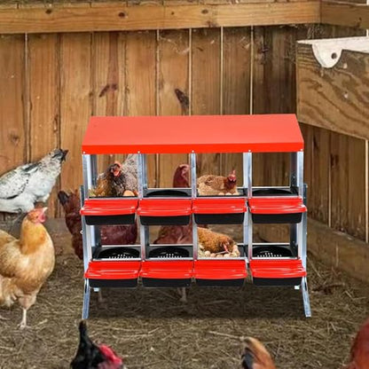 Chicken Nesting Box, 8 Hole 2 Layer Hen Nest Boxes with Legs, Roll Away Eggs Laying Boxes,Cleanable Pull Out Hen Roosting Box