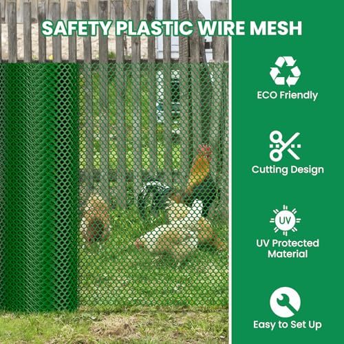 SUNYRISY Garden Mesh Fence Temporary Fencing Outdoor Dog Fence, 40in x 82ft Chicken Fencing Plastic Netting Animal Barrier for Backyard Dog Poultry Pet Protection, Green Diamond - color: Green Diamond