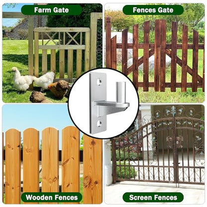 2 Pack Wall Mount Heavy Duty Gate Hinges Cast Gate Hinges Steel Wall Mount Gate Hinge Durable Wall Plate Hinges Fence Post Link Gate Hinge Chain Link Fence Hinge with 5/8'' Hinge Pin