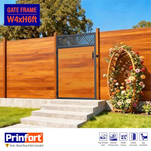 4x6FT (46.78"W X 70.8"H) 201 Stainless Steel Anti Sag Wooden Fence Gate Kit Heavy Duty Garden Gate Frame Hardware Kit Reinforcement (Left/Right Free-Installation) - size: W4xH6 FT-Geometric