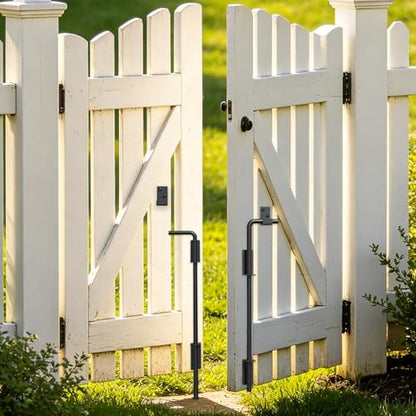 Heavy Duty Cane Bolt Gate Drop Rod, 18" Black Gate Latches Hardware for Wood Fence/Metal/Vinyl/Double Gates, Outdoor Gate Ground Latch Drop Rod with Mounting Screws, 1 Pack - size: 18 Inch