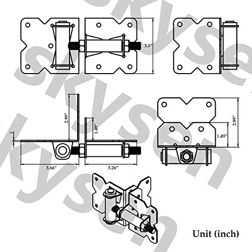 skysen Stainless Steel Self Closing Vinyl Fence Single Gate Hinge and Latch Hardware Kit -2 Hinges and 1 Latch (Single Gate Kit)