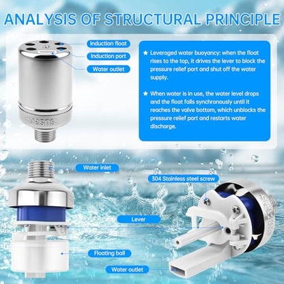 2 Pack Water Float Valve,1/2" to 3/4'' 1'' 304 Stainless Steel Fully Automatic Water Level Controller Float Valve