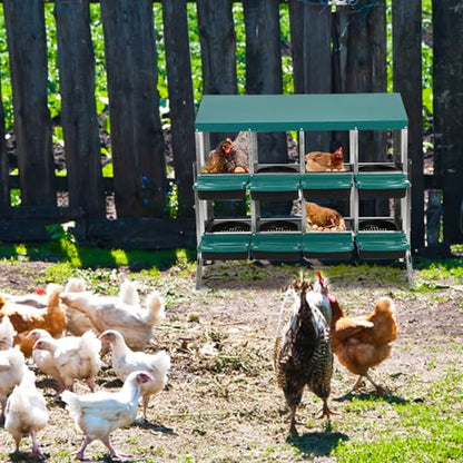 Chicken Nesting Box,Nesting Boxes for Chickens,Roll Away Nesting Boxes,8 Hole 2 Layer Hen Nest Boxes with Legs,Chicken Nesting Boxes,Easy Egg Collection,Cleanable Pull Out Hen Roosting Boxes - color: Green, size: 8 Holes With Stand
