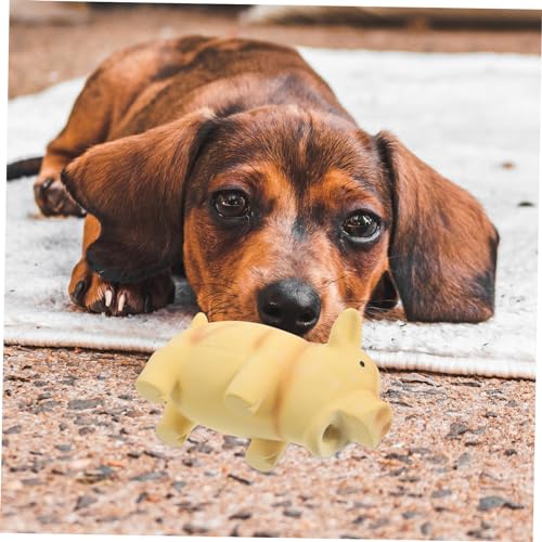 BESPORTBLE Dog Chewing Toy for Teeth Grinding Pig Shaped Squeaky Teething Plaything for Dogs and Puppies Interactive Pet Toy to Furniture Damage