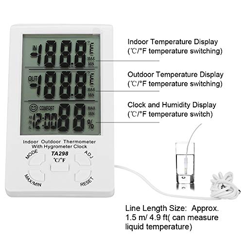 Electronic Temperature Humidity Meter, with Probe for Indoor Outdoor Farm Use, Digital Hygrometer Thermometer