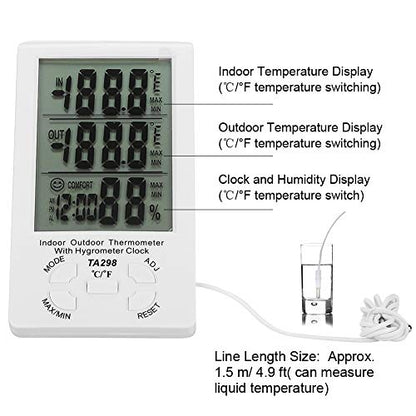 Electronic Temperature Humidity Meter, with Probe for Indoor Outdoor Farm Use, Digital Hygrometer Thermometer