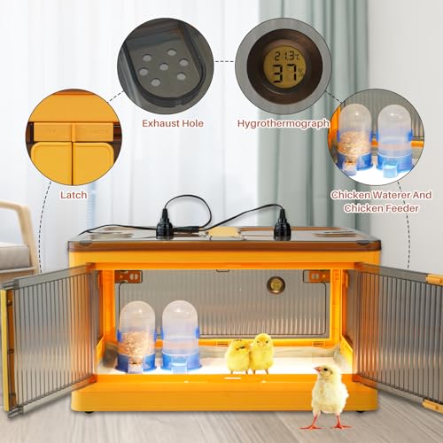 Chicken Brooder Box for Chicks, Brooder Heater Warms up to 20 Chicks with Feeder and Waterer, Poultry Breeding Box Suitable for Chick Duckling Parrot Lizard (Large)