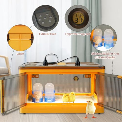Chicken Brooder Box for Chicks, Brooder Heater Warms up to 20 Chicks with Feeder and Waterer, Poultry Breeding Box Suitable for Chick Duckling Parrot Lizard (Large)