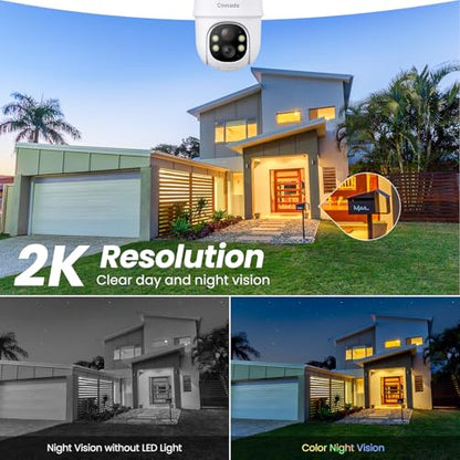 Cinnado 2K Cameras for Home Security-2.4G WiFi Outdoor Camera Wireless Solar/Battery Powered, 360° Viewing, Human Detection, Color Night Vision, Cloud/SD Storage B6 (B6-White-4pack-2.4G) - style: B6-White-4pack-2.4G