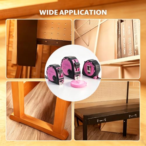 Lichamp Pink Tape Measure 4 Pack, with Soft Tape Measures, 10ft x 5/8in, 16ft x 3/4in, 25ft x 1in, 04MXPK