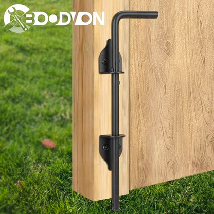 12 Inch Cane Bolt Gate Drop Rod Heavy Duty Gate Hardware, Gate Ground Latch for Wooden Fences, Metal Gates Doors Stopper for Gate Ground, Wrought Iron Gate Latches, Black Finish(1 Pack) - size: 12 Inch