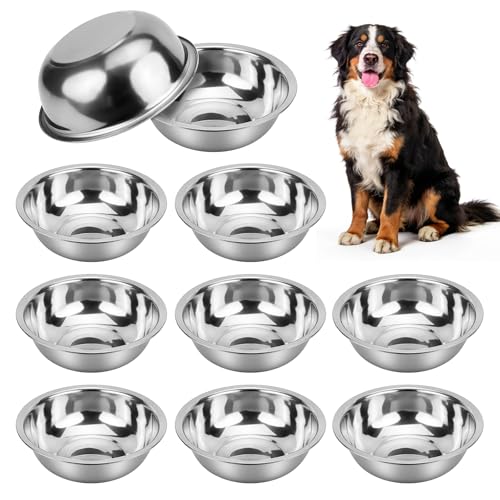 10 PCS Stainless Steel Dog Bowls - 86 Oz/10.75 Cup Large Dog Bowl Set, Metal Bowls for Food and Water, Large Pet Water Bowl or Food Bowl for Indoors or Outdoors, Dishwasher Safe