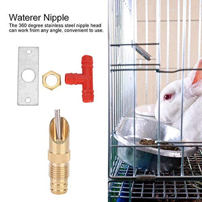 10 Pcs Rabbit Water Feeder, Rabbit Nipple Drinker Feeder 360 Degree Water Nipple Drinker Feeders for Animal Drinking Water Tool with Clamping Plate Compatible with 8mm Hose