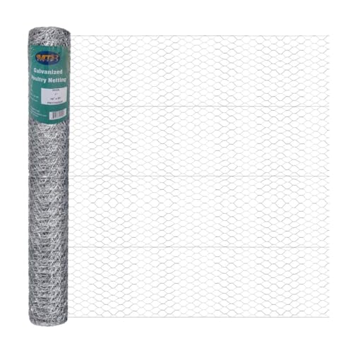 20GA Galvanized Hexagonal Poultry Netting Chicken Wire 48 inches x 25 feet x 1 inch Mesh - size: 48"x25'