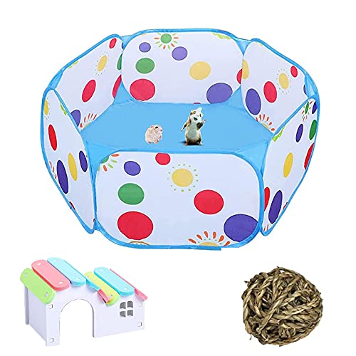 Tfwadmx Portable Small Animal Playpen, Hexagonal, Darkblue, Breathable, Pop-up, 39.4 x 39.4 x 15 Inches, Suitable for Hamster, Gerbil, Chinchilla, Hedgehog, Guinea Pig - color: Darkblue