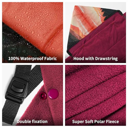 Waterproof Stadium Blanket, Fleece Camping Blanket Wearable Soft Warm Camp Blanket for Outdoor Camping, Picnic, Stadium, Sports, Beach, Car - color: Sunset River