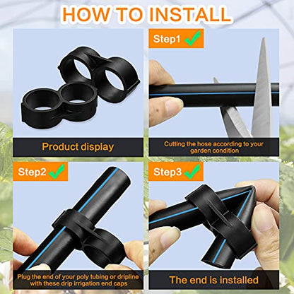 21-Pack Drip Irrigation Universal End Cap Plugs Fitting, Figure 8 End Closure for 1/2" Drip Tubing - size: 21P-End Plug