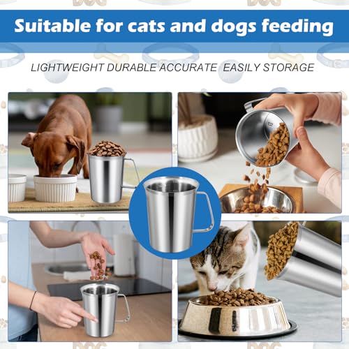 2 Cup Dog Food Scoop 304 Stainless Steel Dog Food Measuring Cups Pet Food Measuring Cups Scoop for Dog,Cat or Bird Food, Injection Molded and Dishwasher Safe - size: 2 Cup