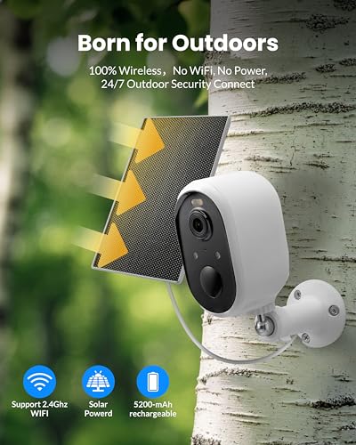 Aurumbach Solar Security Camera Outdoor Wireless 2 Pack, 2K Color Night Vision, Battery Powered PIR Motion Detection,2.4GHz WiFi Cameras for Home Surveillance, Light and Sound Alarm, 2-Way Audio - style: 2 pack