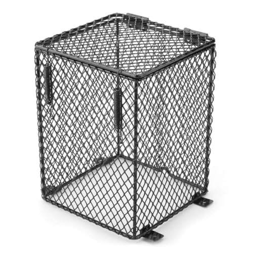Hffheer Heater Guard Anti-Scald Reptile Heating Lamp Shade Heat Lamp Light Mesh Cover Day Night Ceramic Light Bulb Heating Lampshade(Cubiod)