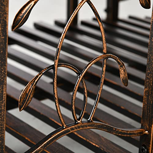 Outsunny 6' Metal Arch Backyard Garden Bridge with 660 lbs. Weight Capacity, Safety Siderails, Vine Motifs, Easy Assembly for Backyard Creek, Stream, Pond, Brown - color: Brown